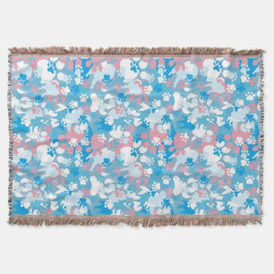 Couverture Motif rose et bleu de chien de camouflage
