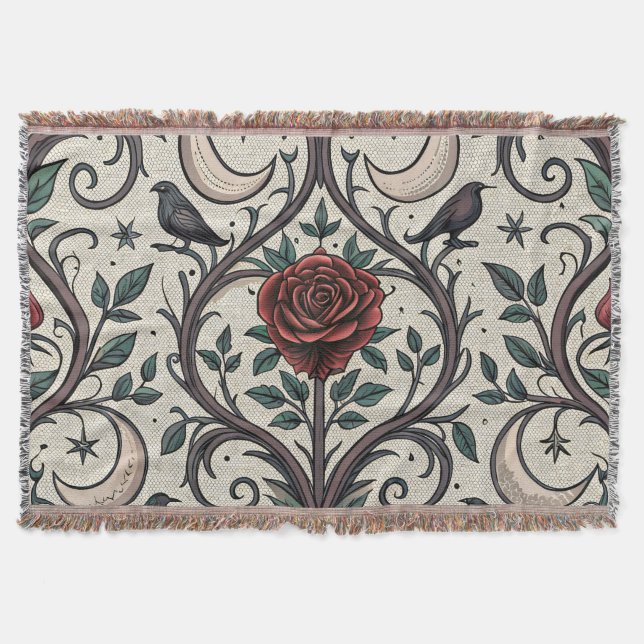 Couverture Motif Rose Gothique Foncé (1) (Devant)