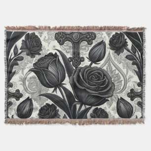 Couverture Motif Rose Gothique Foncé (2)