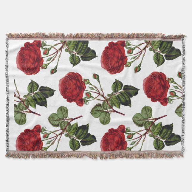 Couverture Motif Roses Rouges (Devant)