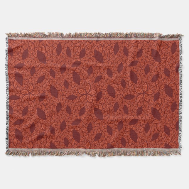 Couverture Motif rouge de feuille sur l'orange (Devant)
