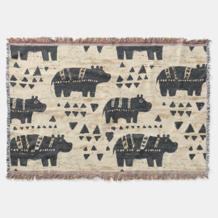 Couverture Motif Safari Hippopotame Tribal
