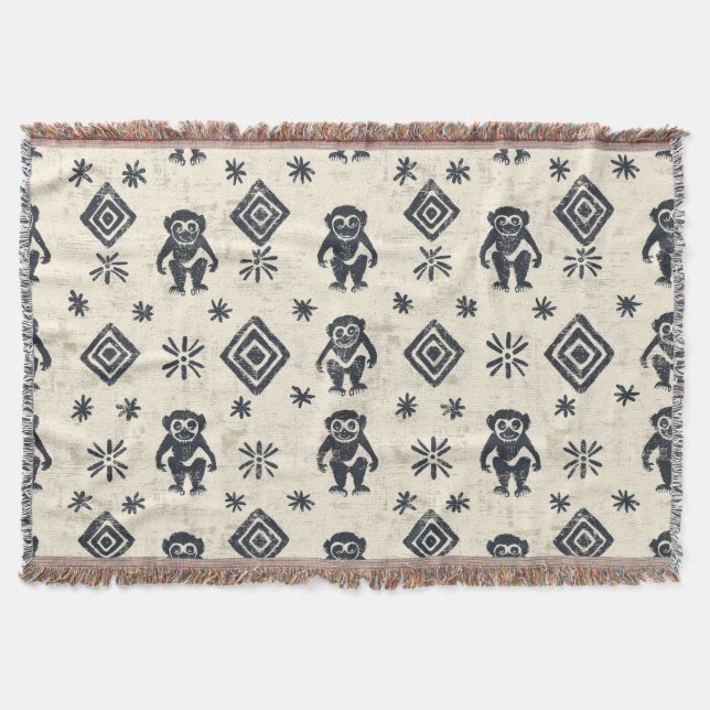 Couverture Motif Safari Jungle de Singe Boho (2) (Devant)