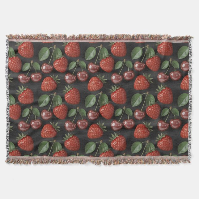 Couverture Motif sans couture avec fraises et cerises (Devant)