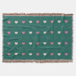Couverture Motif sans couture de cœur rose et vert minimalist