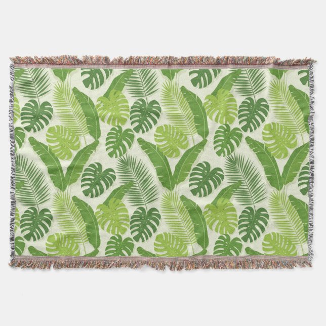 Couverture Motif sans couture de feuilles tropicales & Monste (Devant)