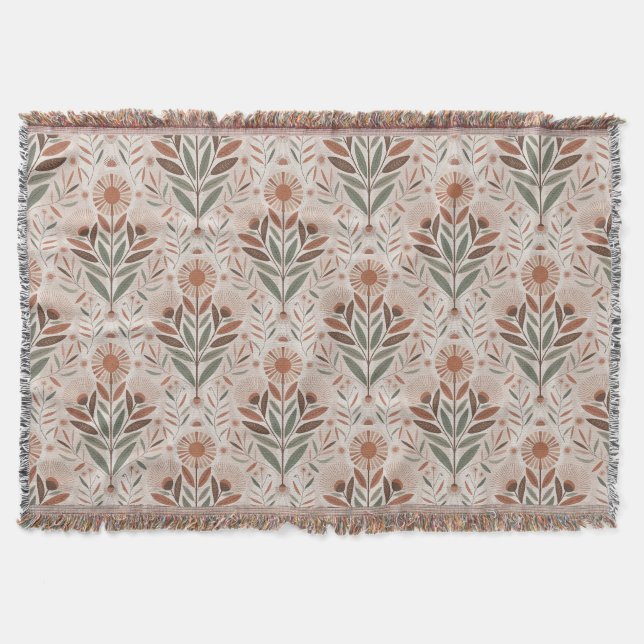 Couverture Motif sans couture de fleurs sauvages et de feuill (Devant)