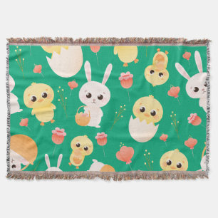 Couverture Motif sans couture de poussins et de lapins de Pâq