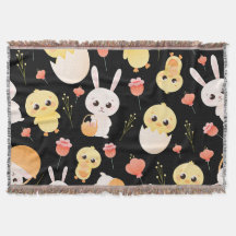 Motif sans couture de poussins et de lapins de Pâq