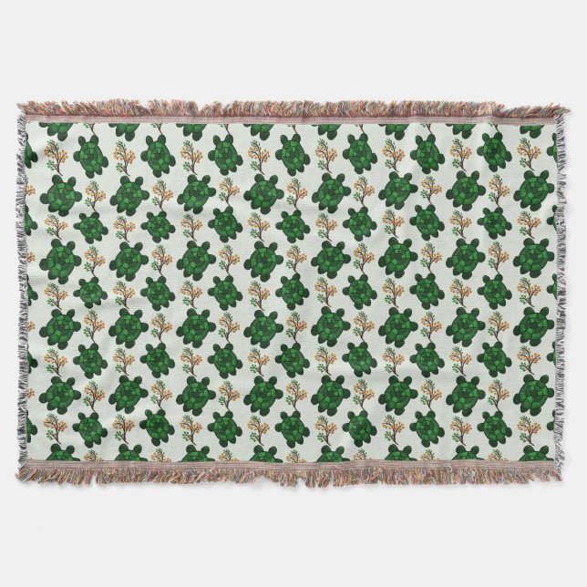 Couverture Motif sans couture de tortue verte mignonne | Tur  (Devant)