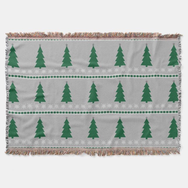 Couverture Motif Sapin de Noël et Flocons de Neige, (Devant)