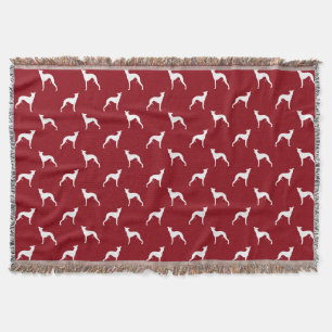 Couverture Motif silhouettes de chien Whippet Rouge et Blanc
