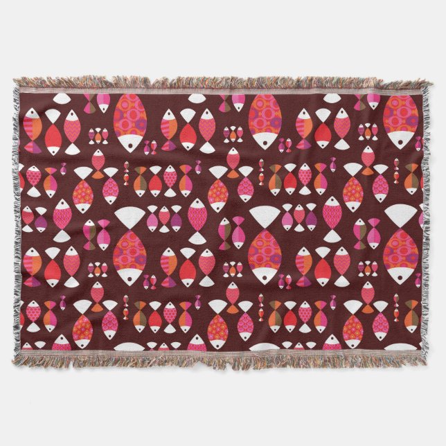 Couverture Motif sous-marin de rétros poissons abstraits (Devant)