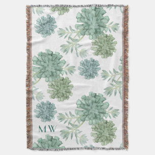 Couverture Motif succulent du bonheur d'usine du monogramme
