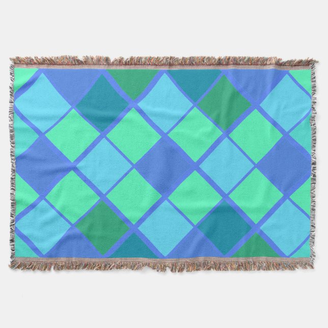 Couverture Motif tendance bleu et vert diamant (Devant)