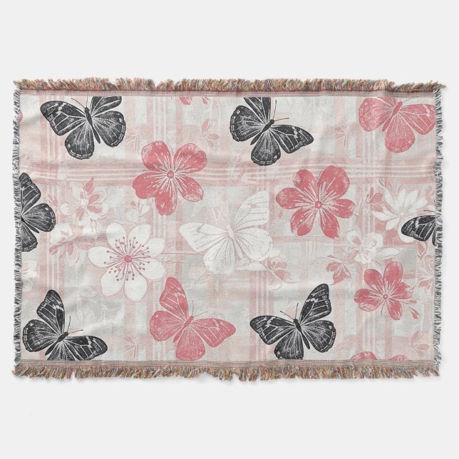 Couverture Motif toile de fond botanique vintage papillon (3) (Devant)