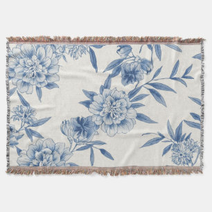 Couverture Motif toile fleurie bleu classique en aquarelle bl