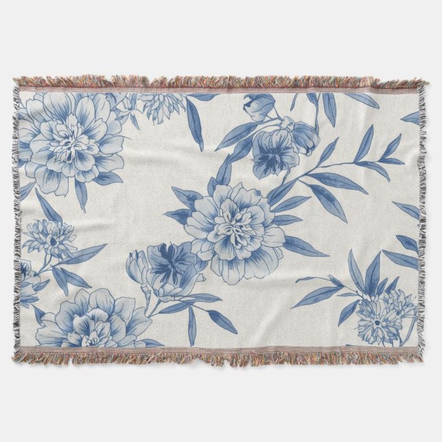 Couverture Motif toile fleurie bleu classique en aquarelle bl (Devant)