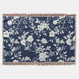 Couverture Motif Toile Floral Vintage Bleu (12)
