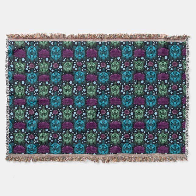 Couverture Motif Tortue de Mer & Fleur de Lotus  (Devant)