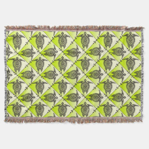 Couverture Motif Tortues de mer chamaniques - vert vertical