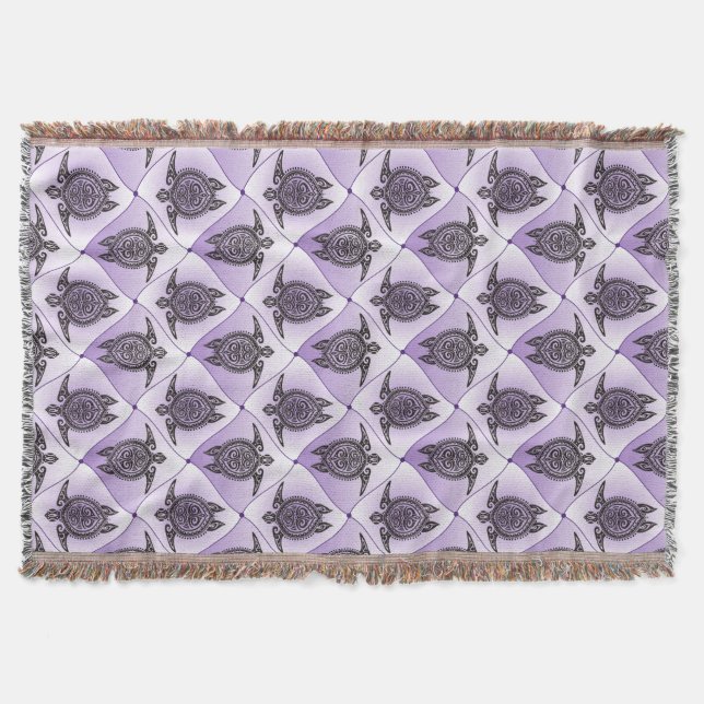 Couverture Motif Tortues de Mer Chamaniques - vertical violet (Devant)