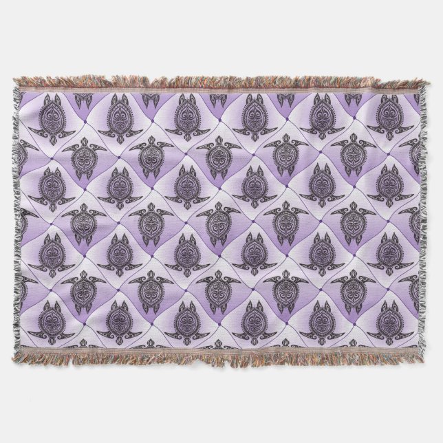 Couverture Motif Tortues de Mer Chamaniques - violet (Devant)