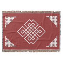 Motif traditionnel mongol rouge et blanc