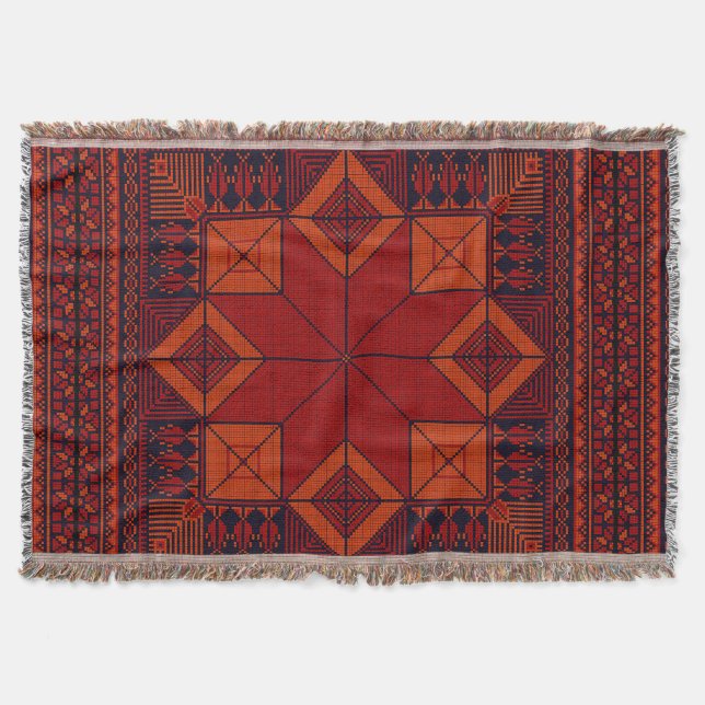 Couverture motif traditionnel Palestine broderie tatreez (Devant)