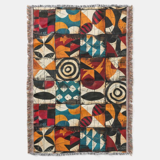 Couverture Motif Tribal Africain Jeter Blanket (devant Vertical)