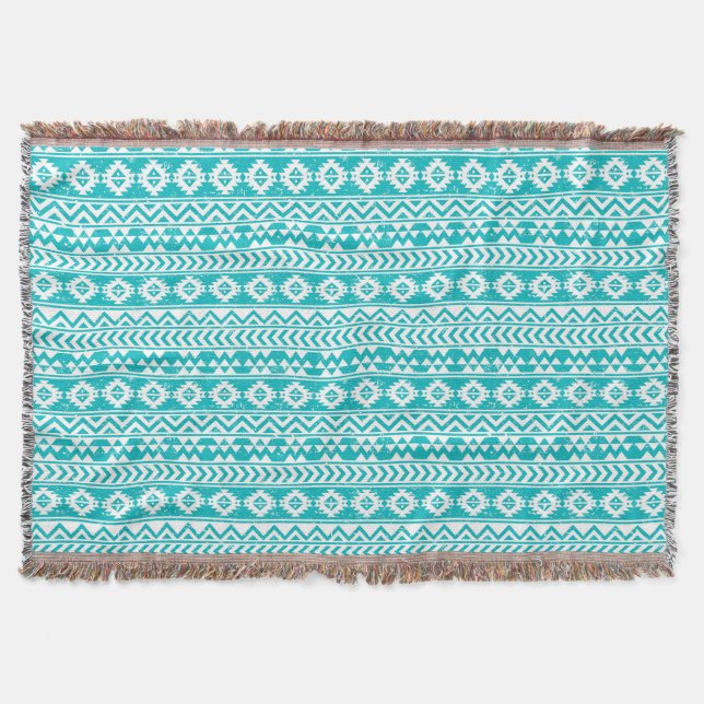 Couverture Motif tribal aztèque grunge turquoise (Devant)