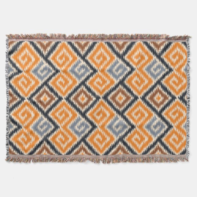 Couverture Motif tribal batik africain décoratif Orange (Devant)