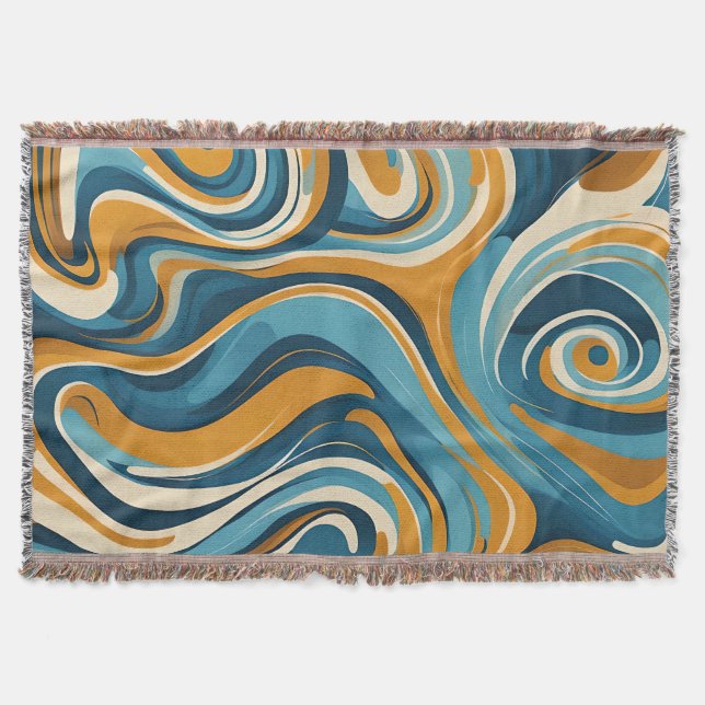Couverture Motif tripant bleu ocre tourbillonnant liquide (Devant)