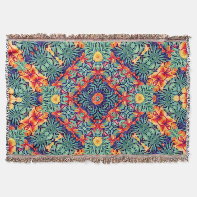 Couverture Motif tropical abstrait vert orange jaune bleu (Devant)