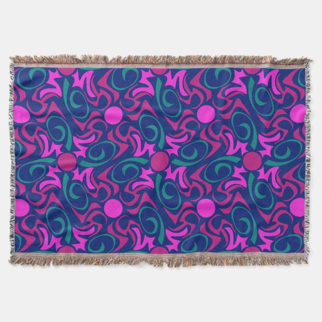 Couverture Motif vectoriel bleu et rose Fuchsia (Devant)