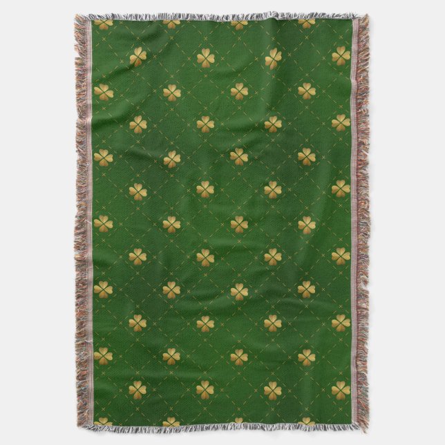 Couverture Motif vert d'or de trèfle (devant Vertical)