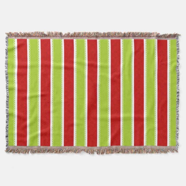 Couverture Motif vert et rouge de vacances de Noël de rayures (Devant)