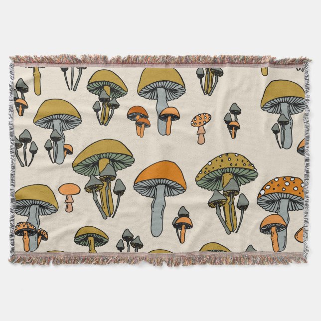 Couverture Motif vintage de champignons (Devant)