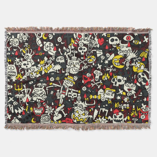 Couverture Motif Vintage Halloween Mini Doodle (Devant)
