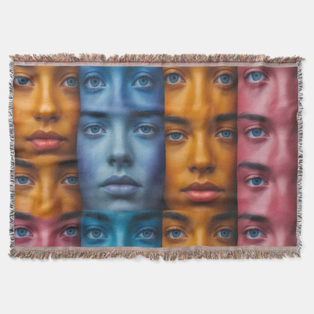 Couverture Motif Visages Colorés (Devant)