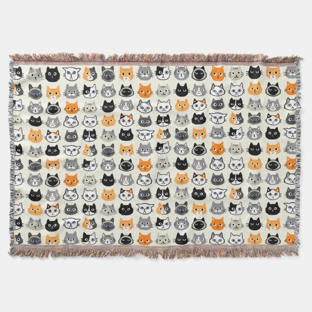 Couverture Motif Visages de chat | Cool Kitty Cat Lover (Devant)