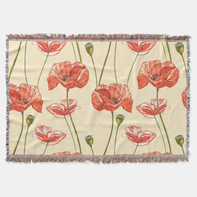 Couverture Motif Watercolor Red Poppies. (Devant)