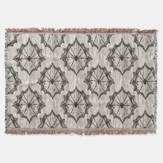 Couverture Motif Web en blanc sans couture noire Spider - (Devant)