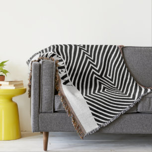Couverture Motif Zèbre Noir et Blanc Monogramme Moderne