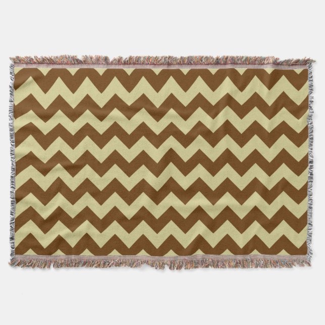 Couverture Motif zigzag à chevron marron et beige (Devant)