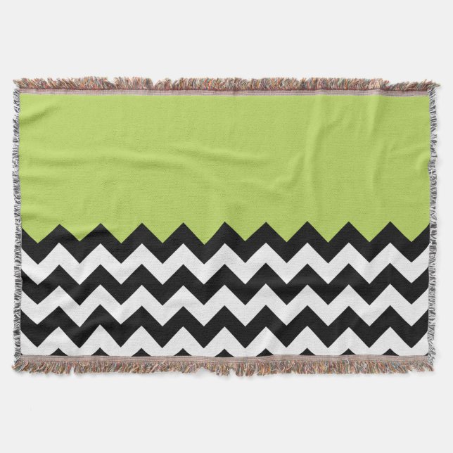Couverture Motif Zigzag noir et blanc, Chevron, Vert (Devant)