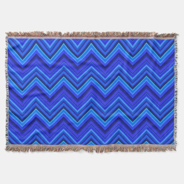 Couverture Motif zigzag rayures bleues (Devant)