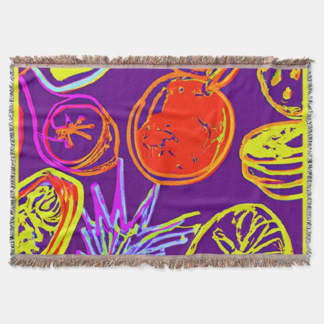 Couverture Motifs de fruits tropicaux au néon (Devant)