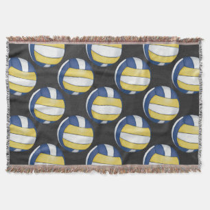 Couverture Motifs de volley-ball bleu et jaune