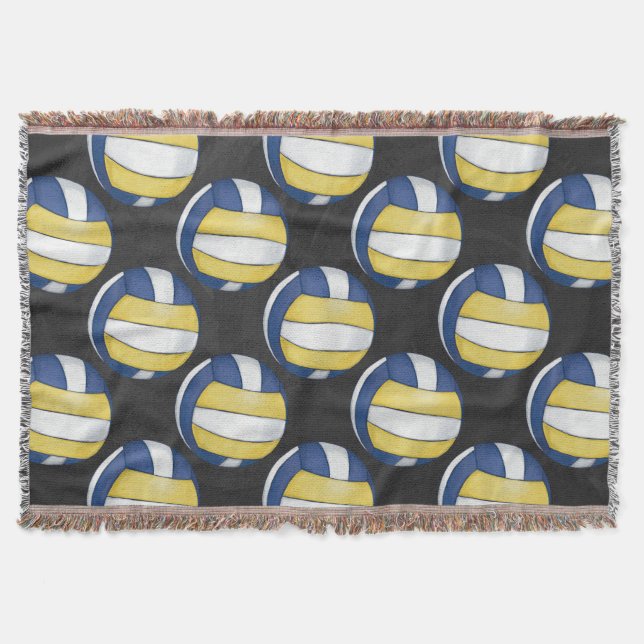 Couverture Motifs de volley-ball bleu et jaune (Devant)